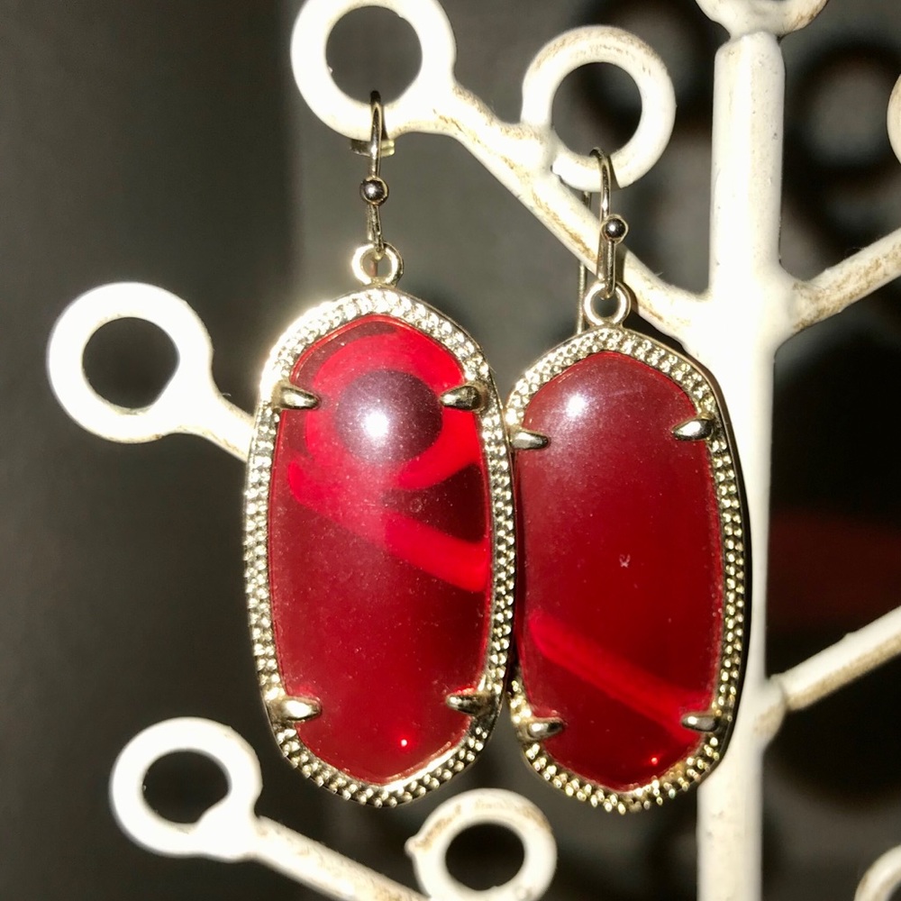 Kendra Scott Elle Gold Drop Earrings - Red Opaque